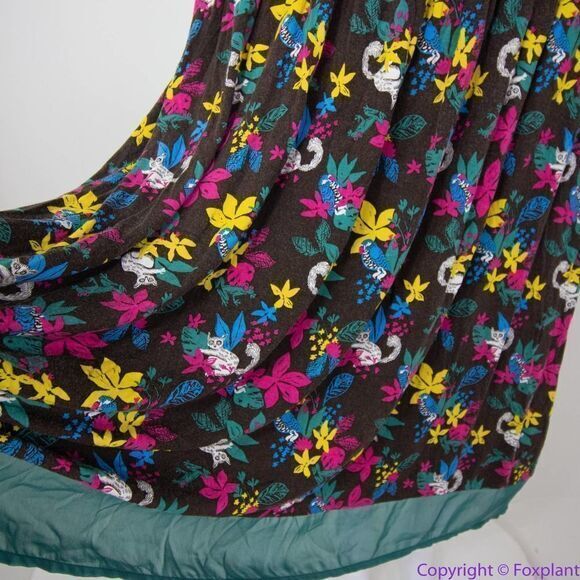 Modcloth Jungle Print Knit Dress,‎ white cat blue bird, 2X - Picture 12 of 16